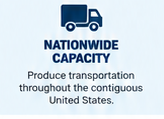 Nationwide capacity truck icon for Elite Logistics produce transportation throughout the contiguous United States