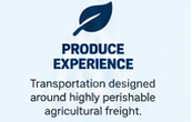 Produce experience leaf icon for Elite Logistics transportation designed around highly perishable agricultural freight