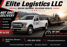 Hot shot delivery truck hauling time-sensitive freight